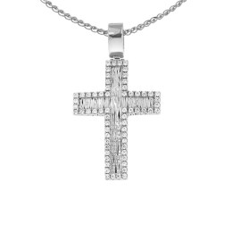 λευκόχρυσος γυναικείος σταυρός διπλής όψεως ST11200970