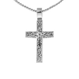 λευκόχρυσος γυναικείος σταυρός δύο όψεων ST11200972(a)