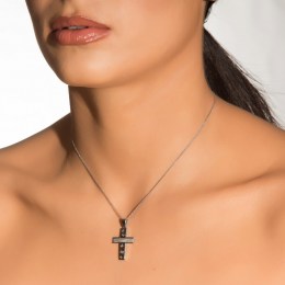 λευκόχρυσος γυναικείος σταυρός πεταλούδες ST11200382(a)