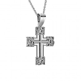 λευκόχρυσος γυναικείος σταυρός ζαγρέ σχέδια ST11200393