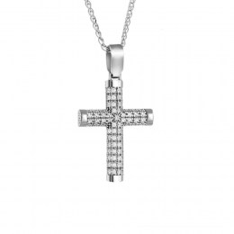 λευκόχρυσος γυναικείος σταυρός ζιργκόν ST11200253