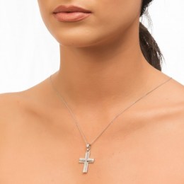 λευκόχρυσος γυναικείος σταυρός ζιργκόν ST11200041(a)