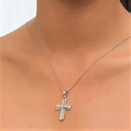 λευκόχρυσος γυναικείος σταυρός ζιργκόν ST11200041(b)