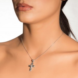 λευκόχρυσος γυναικείος σταυρός ζιργκόν ST11200054(a)