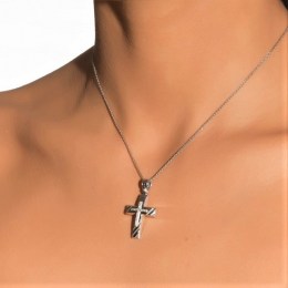 λευκόχρυσος γυναικείος σταυρός ζιργκόν ST11200087(b)
