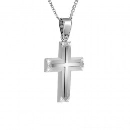 λευκόχρυσος γυναικείος σταυρός ζιργκόν ST11200113