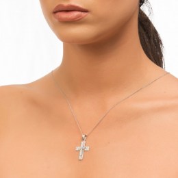 λευκόχρυσος γυναικείος σταυρός ζιργκόν ST11200116(a)