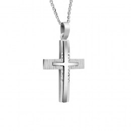 λευκόχρυσος γυναικείος σταυρός ζιργκόν ST11200123