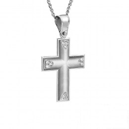 λευκόχρυσος γυναικείος σταυρός ζιργκόν ST11200128