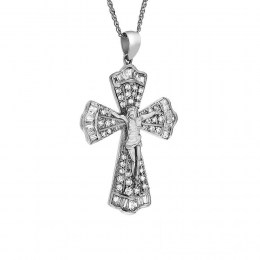 λευκόχρυσος γυναικείος σταυρός ζιργκόν ST11200131