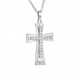 λευκόχρυσος γυναικείος σταυρός ζιργκόν ST11200234