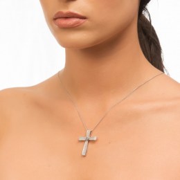 λευκόχρυσος γυναικείος σταυρός ζιργκόν ST11200257(a)