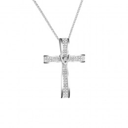 λευκόχρυσος γυναικείος σταυρός ζιργκόν ST11200257 