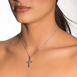 λευκόχρυσος γυναικείος σταυρός ζιργκόν ST11200364(a)