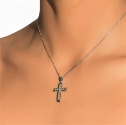 λευκόχρυσος γυναικείος σταυρός ζιργκόν ST11200364(b)