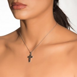λευκόχρυσος γυναικείος σταυρός ζιργκόν ST11200370(a)