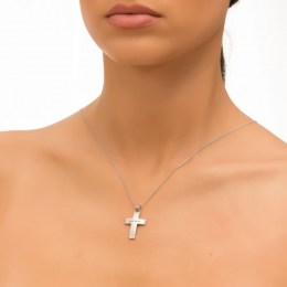 λευκόχρυσος γυναικείος σταυρός ζιργκόν ST11200370(b)