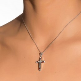 λευκόχρυσος γυναικείος σταυρός ζιργκόν ST11200378(b)
