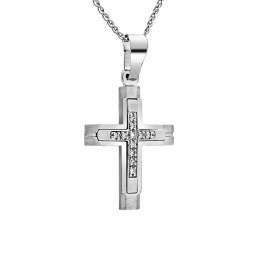 λευκόχρυσος γυναικείος σταυρός ζιργκόν ST11200390
