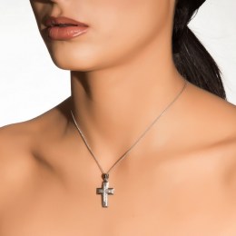 λευκόχρυσος γυναικείος σταυρός ζιργκόν ST11200397(a)