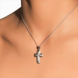 λευκόχρυσος γυναικείος σταυρός ζιργκόν ST11200397(b)