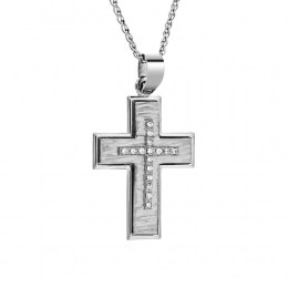 λευκόχρυσος γυναικείος σταυρός ζιργκόν ST11200397