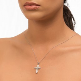 λευκόχρυσος γυναικείος σταυρός ζιργκόν ST11200418(a)