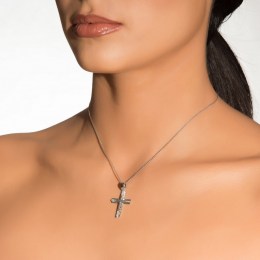 λευκόχρυσος γυναικείος σταυρός ζιργκόν ST11200422(a)