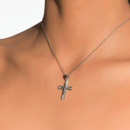 λευκόχρυσος γυναικείος σταυρός ζιργκόν ST11200422(b)