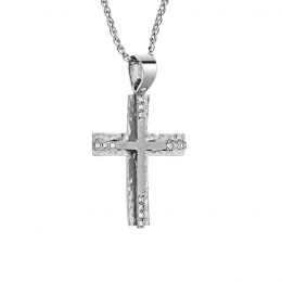 λευκόχρυσος γυναικείος σταυρός ζιργκόν ST11200422