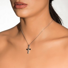 λευκόχρυσος γυναικείος σταυρός ζιργκόν ST11200512(a)