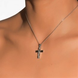 λευκόχρυσος γυναικείος σταυρός ζιργκόν ST11200512(b)