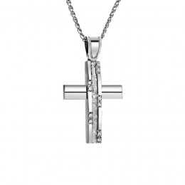 λευκόχρυσος γυναικείος σταυρός ζιργκόν ST11200512
