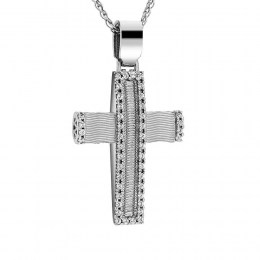 λευκόχρυσος γυναικείος σταυρός ζιργκόν ST11200756