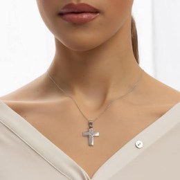 λευκόχρυσος γυναικείος σταυρός ζιργκόν ST11200916(a)