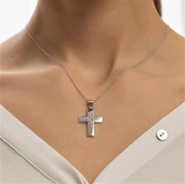 λευκόχρυσος γυναικείος σταυρός ζιργκόν ST11200916(b)