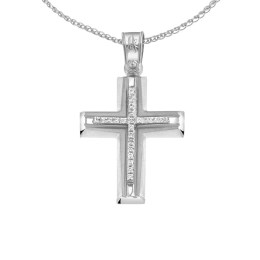 λευκόχρυσος γυναικείος σταυρός ζιργκόν ST11200918