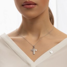 λευκόχρυσος γυναικείος σταυρός ζιργκόν ST11200924(a)