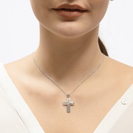 λευκόχρυσος γυναικείος σταυρός ζιργκόν ST11200926(a)