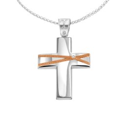 λευκόχρυσος γυναικείος σταυρός ζιργκόν ST11200926
