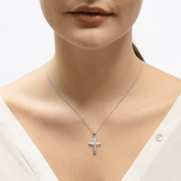 λευκόχρυσος γυναικείος σταυρός ζιργκόν ST11200928(a)