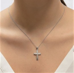 λευκόχρυσος γυναικείος σταυρός ζιργκόν ST11200928(b)