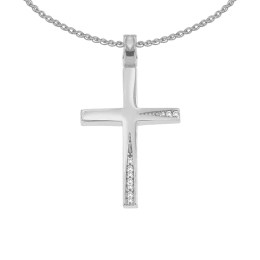 λευκόχρυσος γυναικείος σταυρός ζιργκόν ST11200942