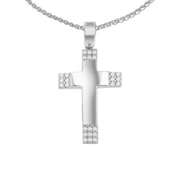 λευκόχρυσος γυναικείος σταυρός ζιργκόν ST11200944