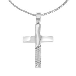 λευκόχρυσος γυναικείος σταυρός ζιργκόν ST11200946