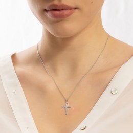 λευκόχρυσος γυναικείος σταυρός ζιργκόν ST11200962(a)