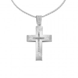 λευκόχρυσος γυναικείος σταυρός ζιργκόν ST12200941