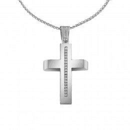 λευκόχρυσος γυναικείος σταυρός ζιργκόν ST12200950