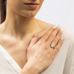 μονόπετρο ασημένιο δαχτυλίδι λευκά ζιργκόν D21200131(a)