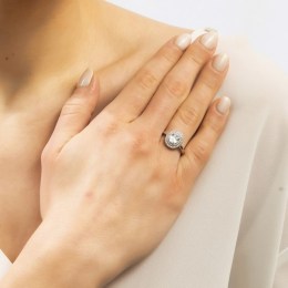 μονόπετρο ασημένιο δαχτυλίδι λευκά ζιργκόν D21200131(b)